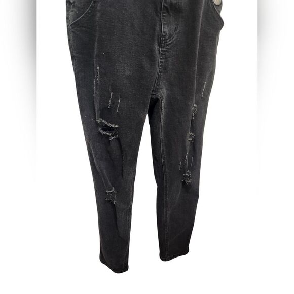 Distressed Ankle Length Denim Overalls M - Picture 4 of 6